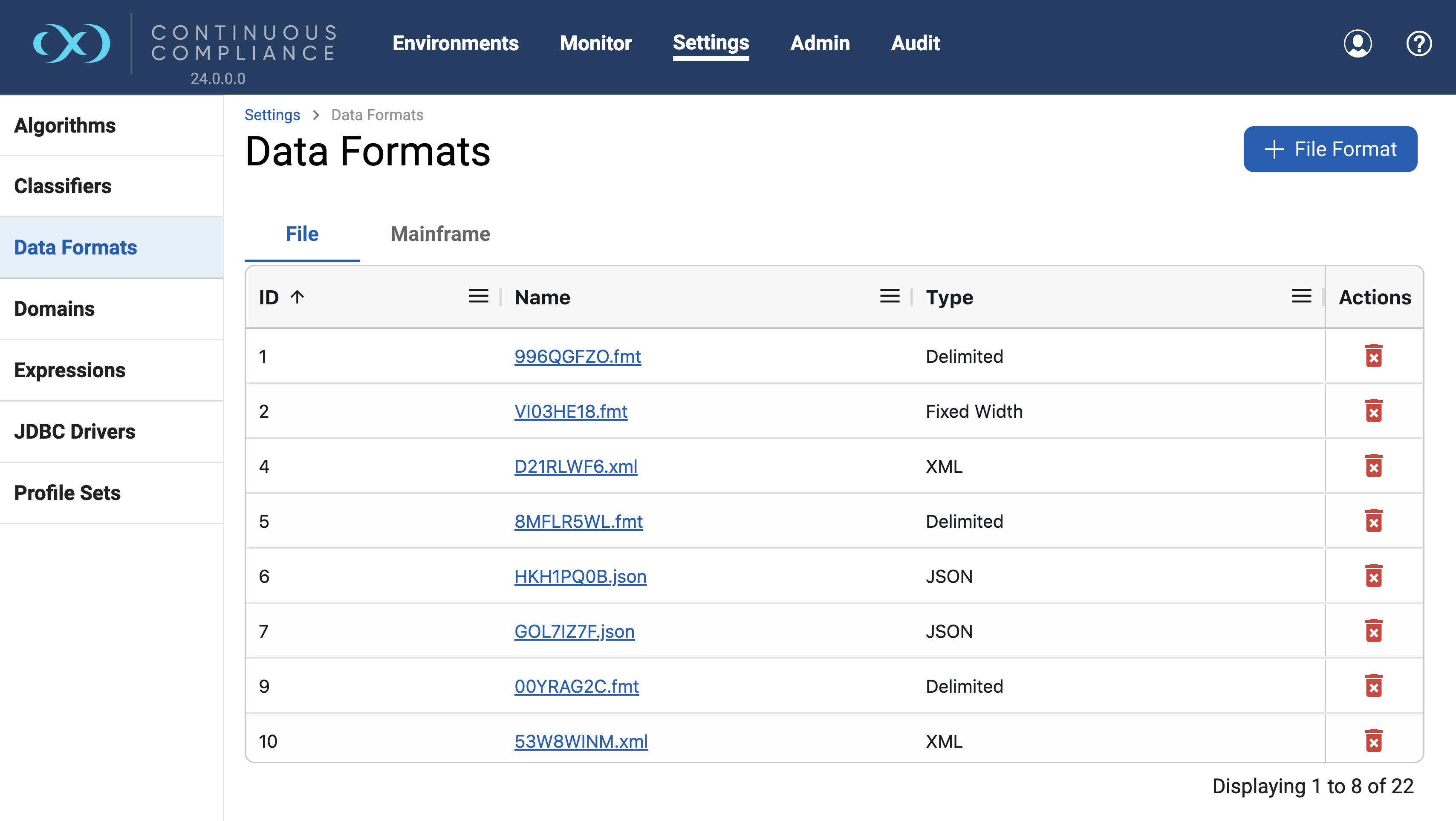 Managing file formats